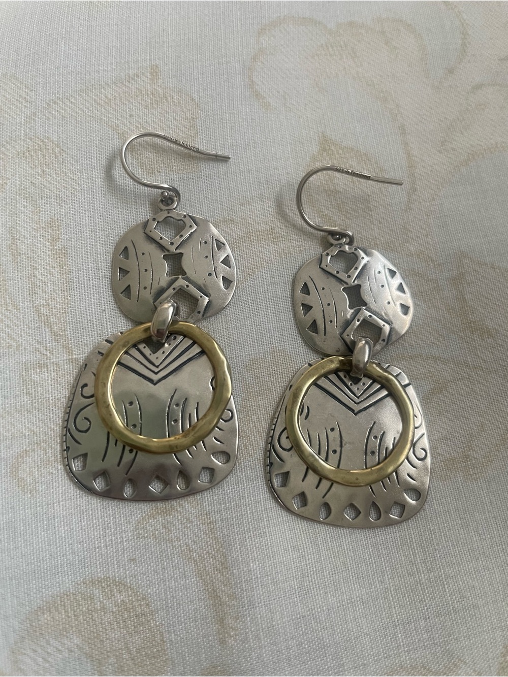 Silpada Two-Tone Silver and Gold Drop Earrings